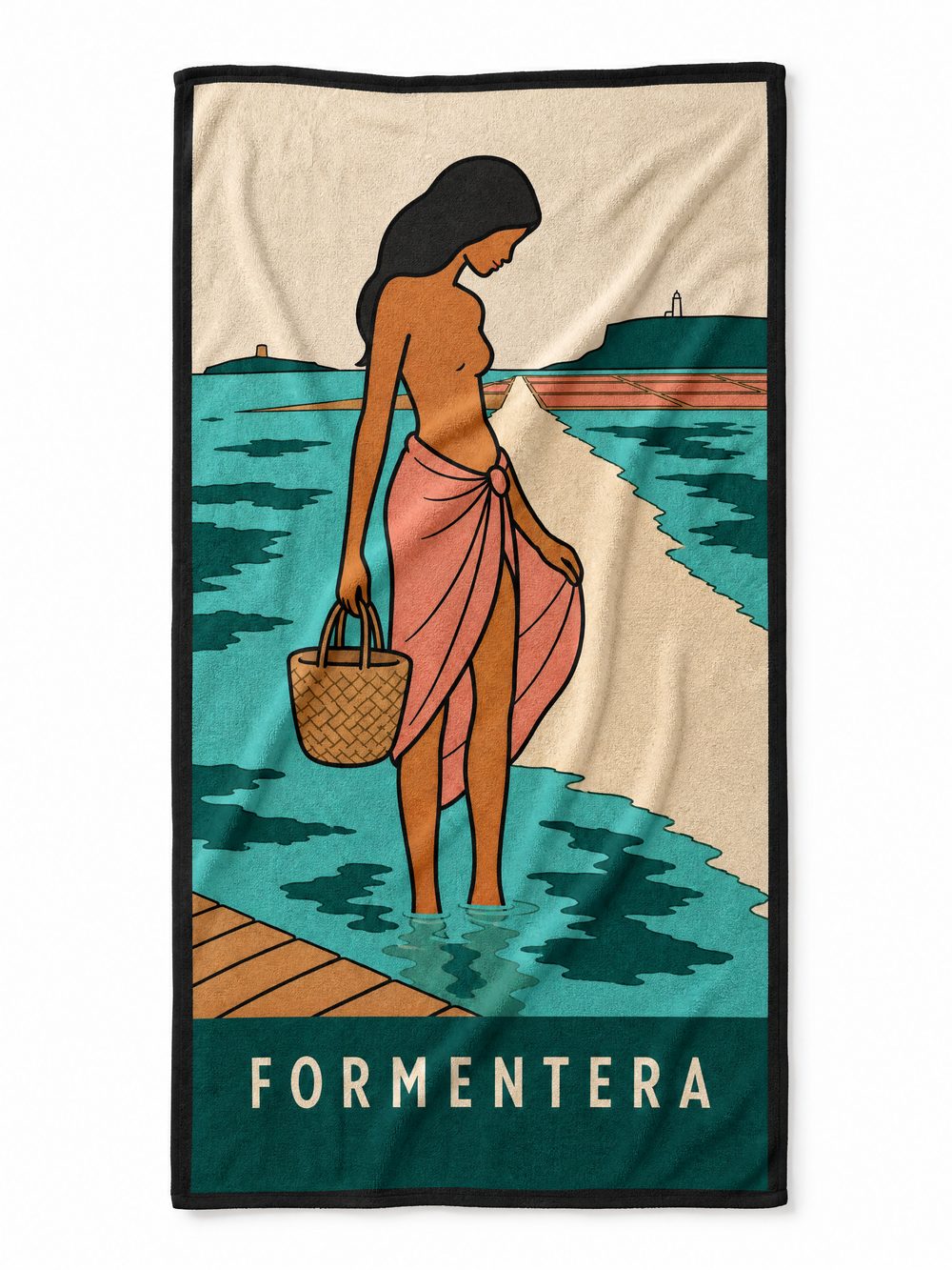 The FORMENTERA beach towel laid flat on white